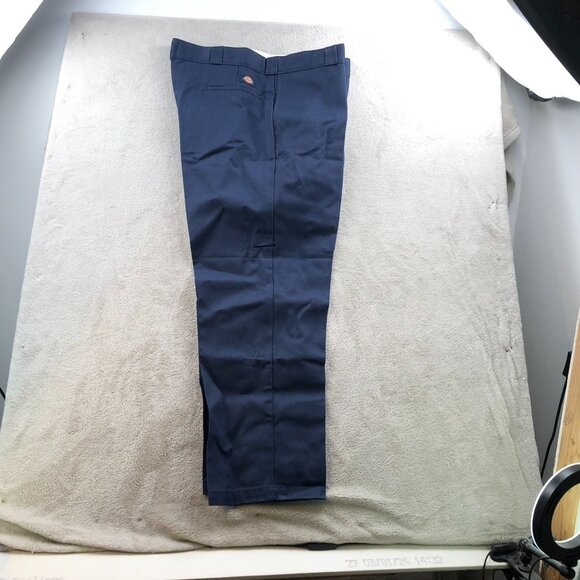 NEW Dickies Mens Original Fit Work Pants 44X30 Navy Flat Front Straight Chino - Picture 2 of 8